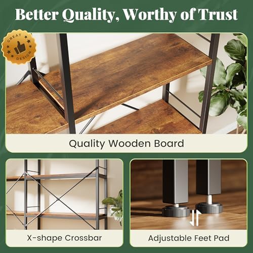 Huuger 6 Tier Bookshelf, L Shaped Corner Bookshelf - Image 7