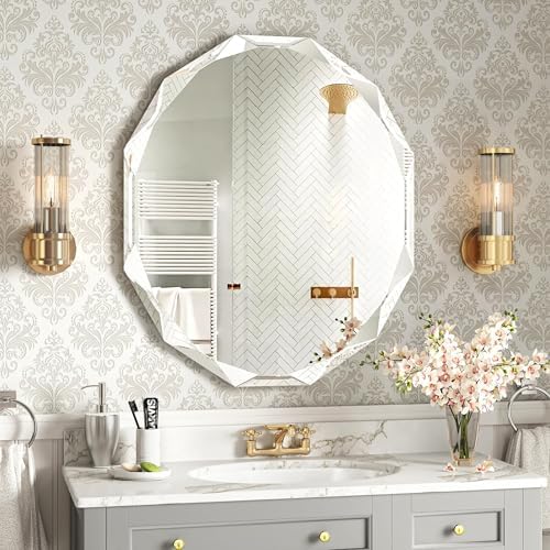 24x30 Inch Bathroom Mirrors for Over Sink, Round Frameless Mirrors for Wall - Image 3