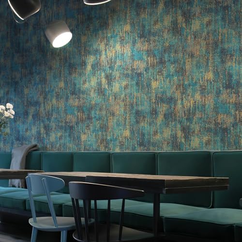 HueBurst 17.3"x 480" Metallic Wallpaper Peel and Stick Blue Gold Wallpaper - Image 2