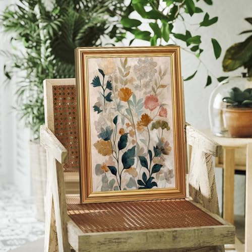 EJPFOGV Vintage Boho Floral Botanical Framed Canvas Wall Art 12x16 inches - Image 4