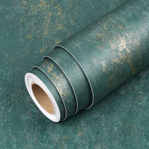 Livelynine 15.8x197 Dark Green Peel and Stick Wallpaper Textured Limewash - Image 7