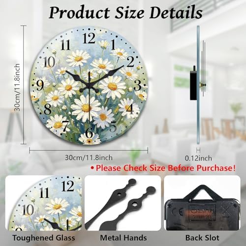 peacoblue Daisy Flower Wall Clocks Battery Operated - Image 2
