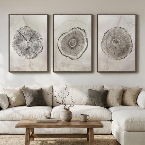 Large Framed Wabi Sabi Gray Tree Ring Wall Art - Image 2