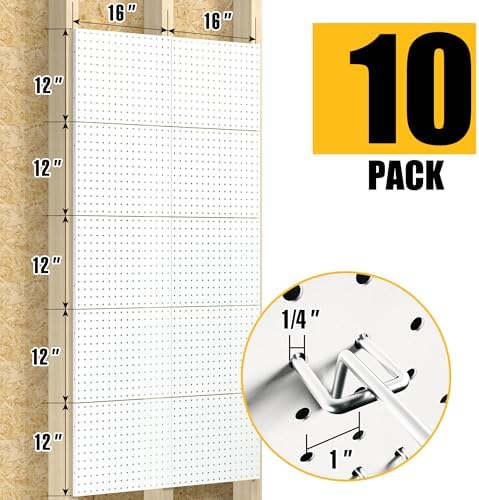 Spampur Peg Board, 10 Pack Metal Pegboard Panels, Pegboards Wall Organizer - Image 3