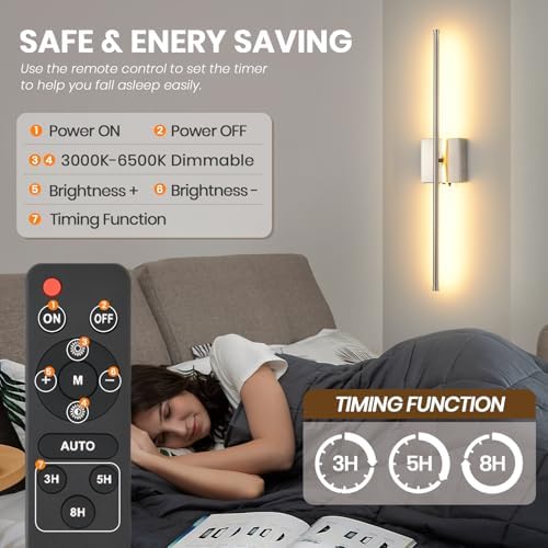 Wireless Battery Operated Wall Sconces, 11000mAh Rechargeable Brushed Nickel - Image 6
