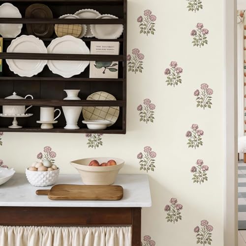 17.3" × 118.1" Vintage Floral Wallpaper Retro Rose Flower Contact Paper - Image 5