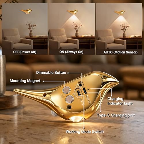 Motion Sensor Wall Light: Cute Bird Rechargeable Lights 2 Pack - Image 2
