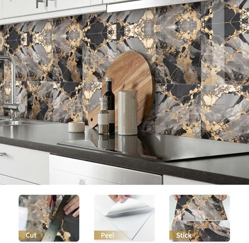 10 Sheets Marble Peel and Stick Backsplash Tile, Living Room - Image 3