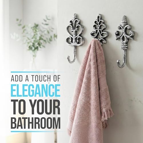 Comfify Silver-Black Cast Iron Wall Hooks Set of 3 – Farmhouse Coat Hooks - Image 7