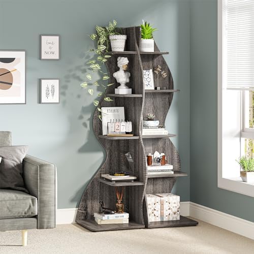 Tribesigns Corner Shelf, Modern 5-Tier Wall Corner Bookshelf, Stylish Corner - Image 2