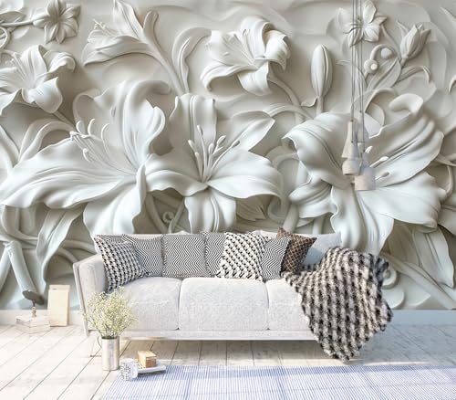 Elegant 3D White Lily Floral Wallpaper Peel Stick - Image 2
