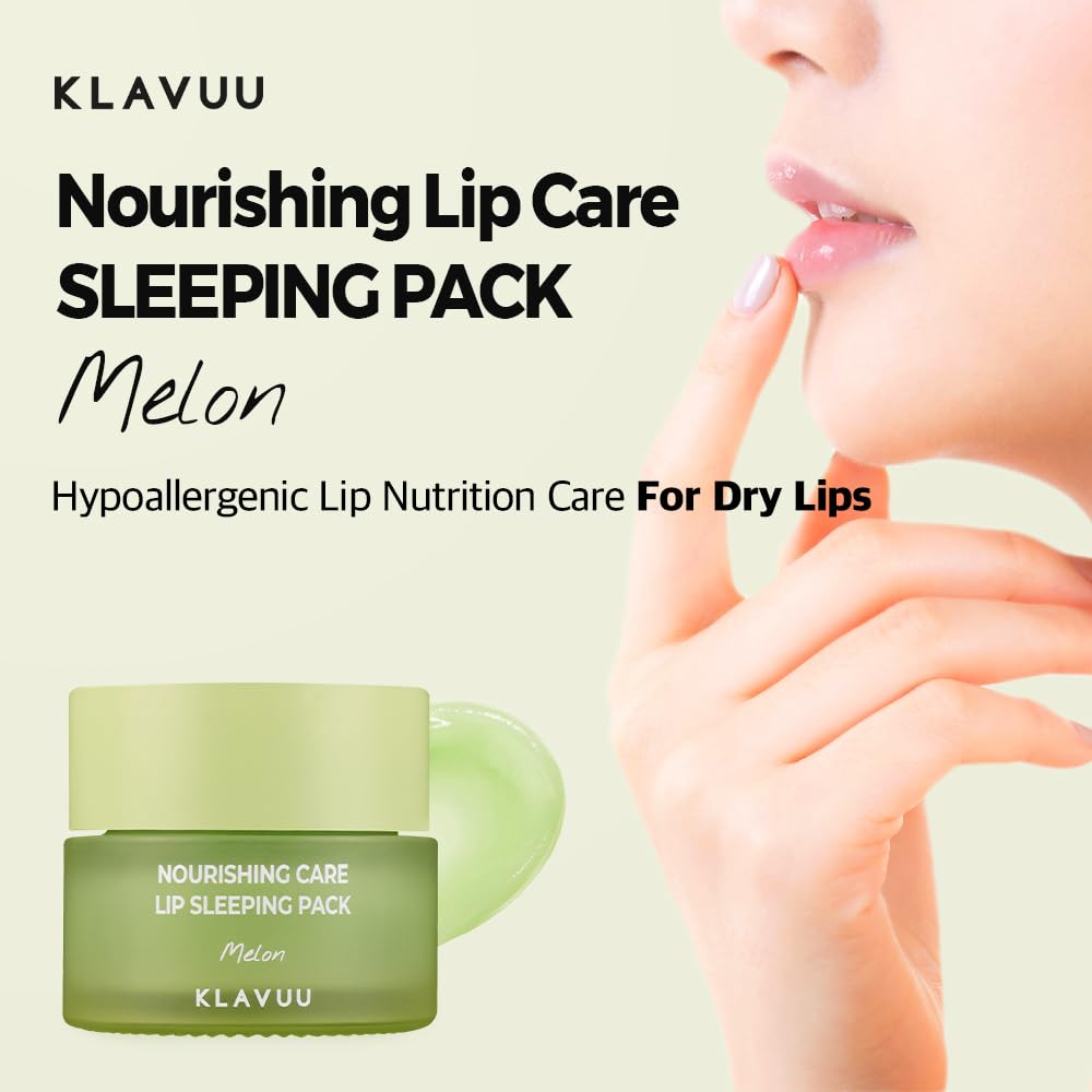 Klavuu Lip Mask Sleeping Pack (0.7oz) – Overnight Deep Hydrating Korean Lip Balm Treatment for Very Dry, Chapped Lips | Lip Lightening & Plumping with Instant Hydration | Gentle Exfoliating (Melon)