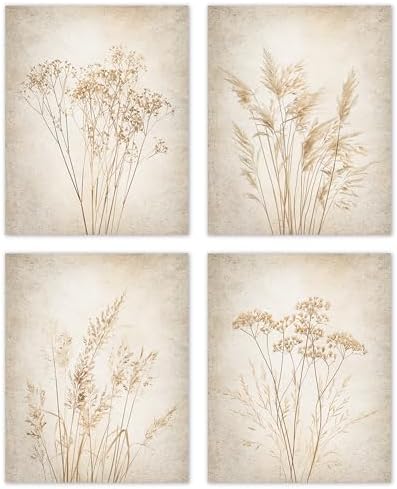 TLESKE Beige Neutral Vintage Fall Botanical Posters Prints Unframed 8x10 Set of by Unknown
