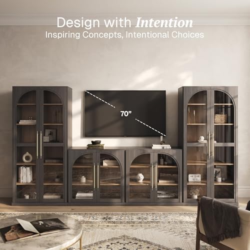 BELLEZE Jagger 128" Wall Unit 3-Piece Modular TV Stand - Image 3
