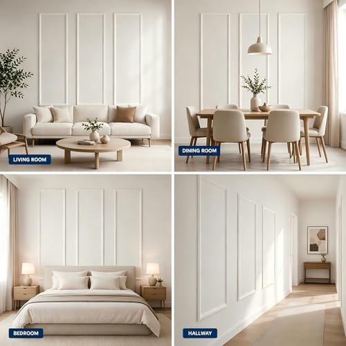 3 Set Peel and Stick Wall Molding Kit, Pre Cut Wainscoting Panels - Image 7