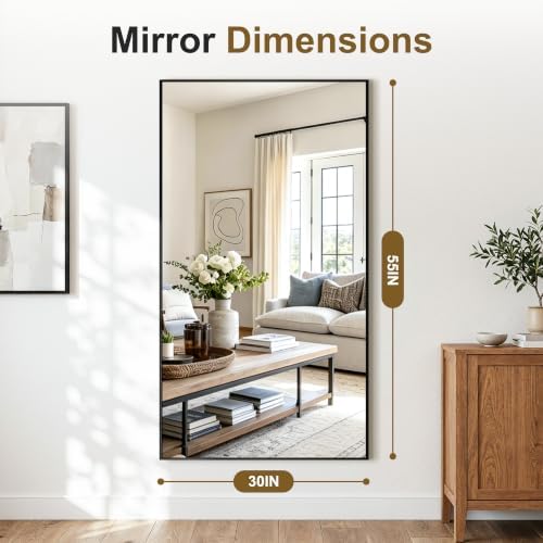 Bathroom Vanity Mirror for Over Sink, 55x30 Inch Matte Black Mirror - Image 7
