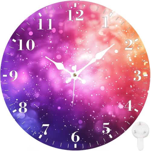 12" Silent Wall Clock, Round Wall Clock, Colorful Starry Sky by Unknown