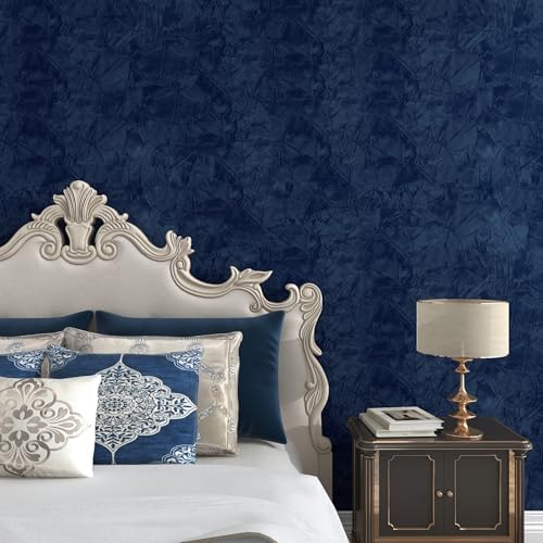 LACHEERY 157"x24" Navy Blue Velvet Peel and Stick Wallpaper Blue Velvet Contact - Image 2