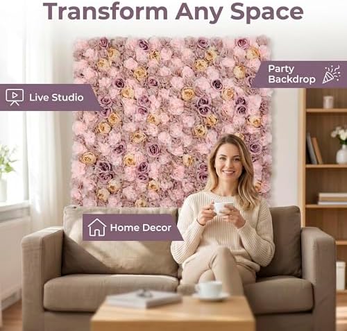 3D Flower Wall Backdrop, 24x16 Inch, Coffee & Pink, 2 Pack - Image 6