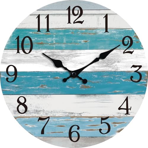 KECYET 14 Inch Wall Clock Battery Operated Silent Non Ticking Beach by KECYETWALLCLOCK