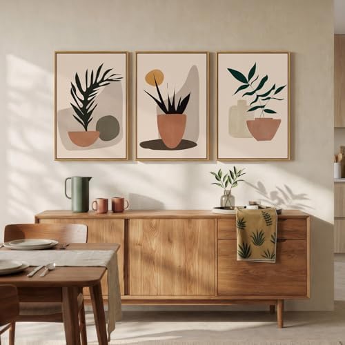 Framed Boho Neutral Orange Botanical Wall Art - Image 4