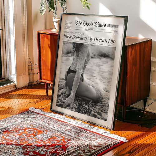 Funky Black And White Newspaper Canvas Wall Art 8x12in Black Framed Trendy Hot - Image 6
