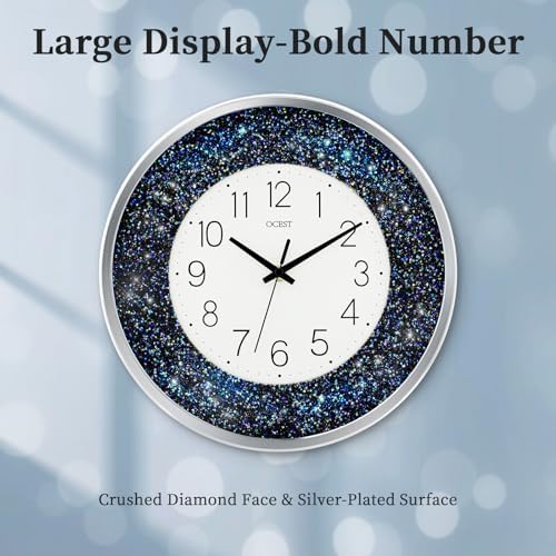 OCEST 12 Inch Crushed Diamond Wall Clock - Image 3