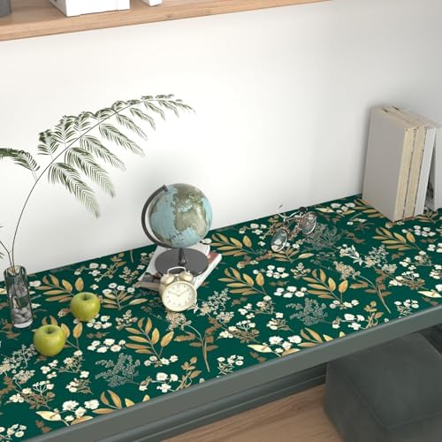 Laatse Vintage Dark Green Gold Floral Peel and Stick Wallpaper 17.5"x393" - Image 3