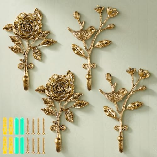 4 Pack Vintage Bird Hooks for Wall Decorative Hooks, 5.8 to 6.5 in by Unknown
