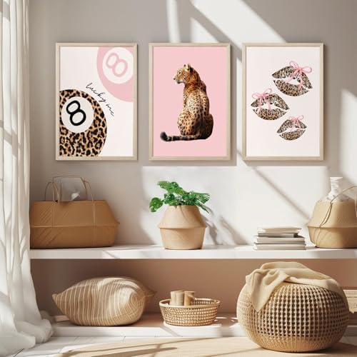 Pink Cheetah Wall Art Decor Leopard Preppy Trendy Canvas Poster Fashion - Image 7