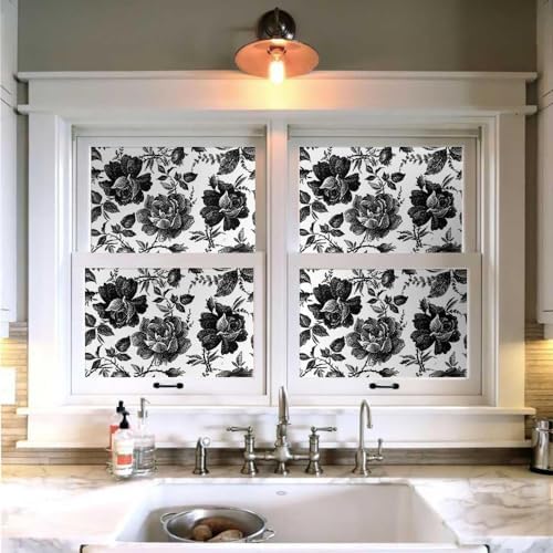 Black and White Peony Floral Rose Vintage Flowers Modern Peel and Stick - Image 4
