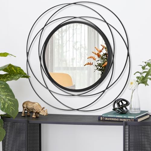 Round Black Mirror 24" for Living Room Wall Decor, Decorative Vanity Mirror - Image 2