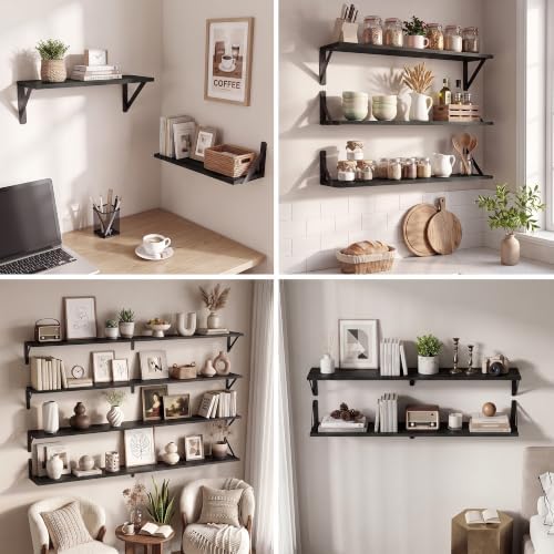 Black Wall Shelves 6" Deep, 48x6 Inch - Image 7