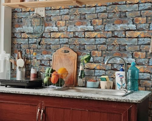 FLFK Brick Wallpaper Peel and Stick Rustic Gray Brick Wallpaper - Image 5