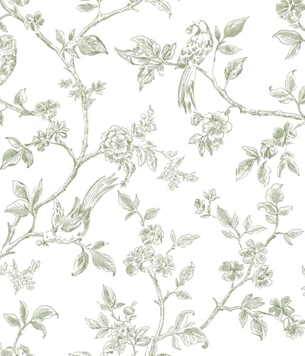 Orainege Peel and Stick Wallpaper Vintage Floral Birds Wallpaper Removable by Orainege