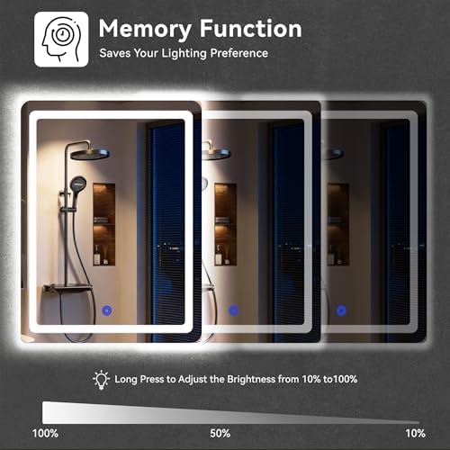 18“ x 24” LED Bathroom Smart Mirror, Rectangle Mirror - Image 4