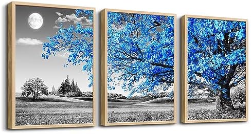 Natural Wood Framed Wall Art for Living Room and Bedroom by TTHYUEWS