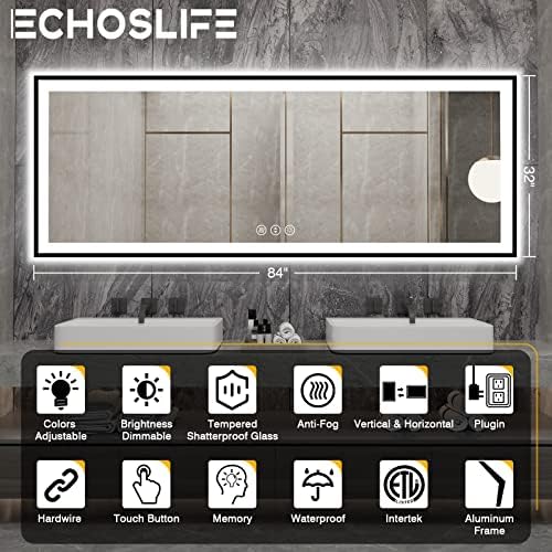 EchosLife 84x32 Large LED Bathroom Mirror - Image 2
