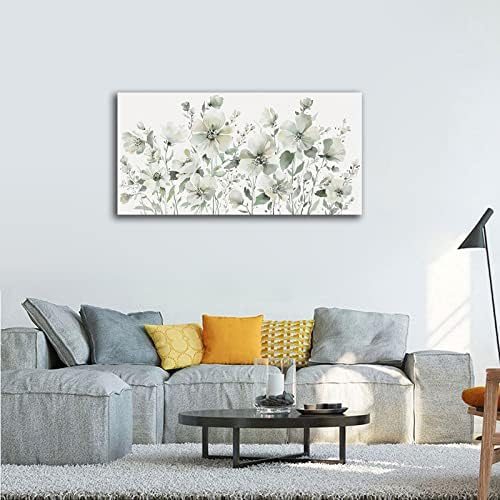 Elegant Flowers Wall Art Abstract Floral Pictures Wall Decor Modern Green - Image 2