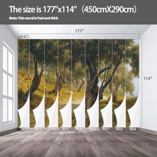 The Classical Realistic Style self-Adhesive Mural of Olive Orchard Scenery is - Image 3