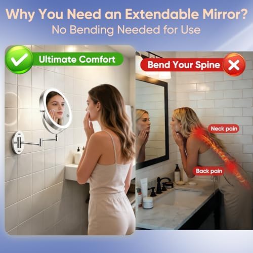 FUNTOUCH 9" Rechargeable Wall Mounted Makeup Mirror - Image 6