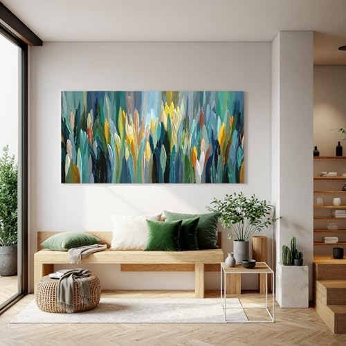 Vibrant Teal Green Abstract Canvas Wall Art - Image 6