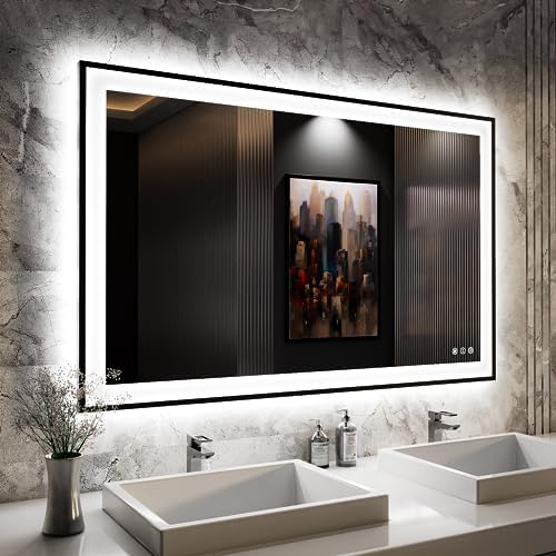 ISKM 48x30 Framed LED Bathroom Mirror, Dimmable Front & Backlit by ISKM-IStillKeepMovin