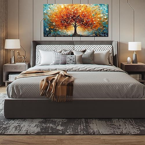 Zoyotago Large Canvas Wall Art Orange Yellow Tree Picture Modern Canvas Prints - Image 3