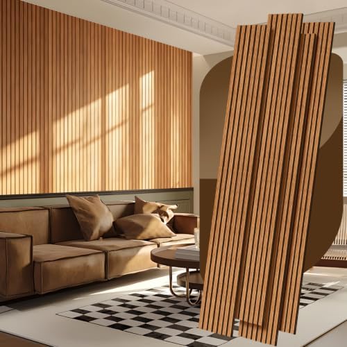 4 Pack Wood Panels for Wall, 106.3" × 11" Wood Slat Acoustic Panels for Wall by Ritollo