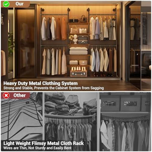 Aheaplus Industrial Pipe Clothing Rack, 6.42FT Closet Organizer System - Image 6