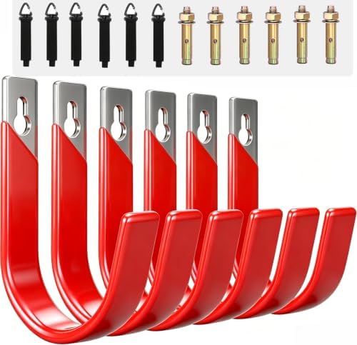 6 Pack Metal Garage Hooks, Heavy Duty Hose Hanger Wall Mounted Utility Storage by Unknown