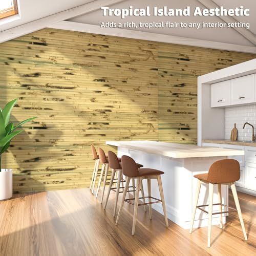Art3d 48 x 96 in Pole Wrap Natural Bamboo Wall Panel, Light Burned - Image 2