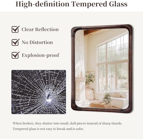 Tanmicoshomy Dark Wood Bathroom Rectangle Mirrors - Image 5