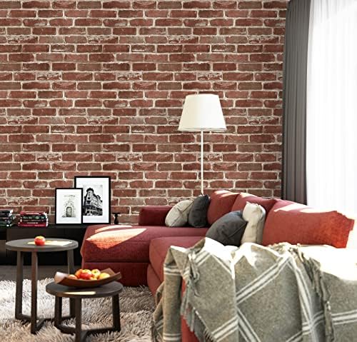 Hopeak Red Brick Wallpaper Self-Adhesive Peel and Stick Wallpaper Waterproof - Image 6